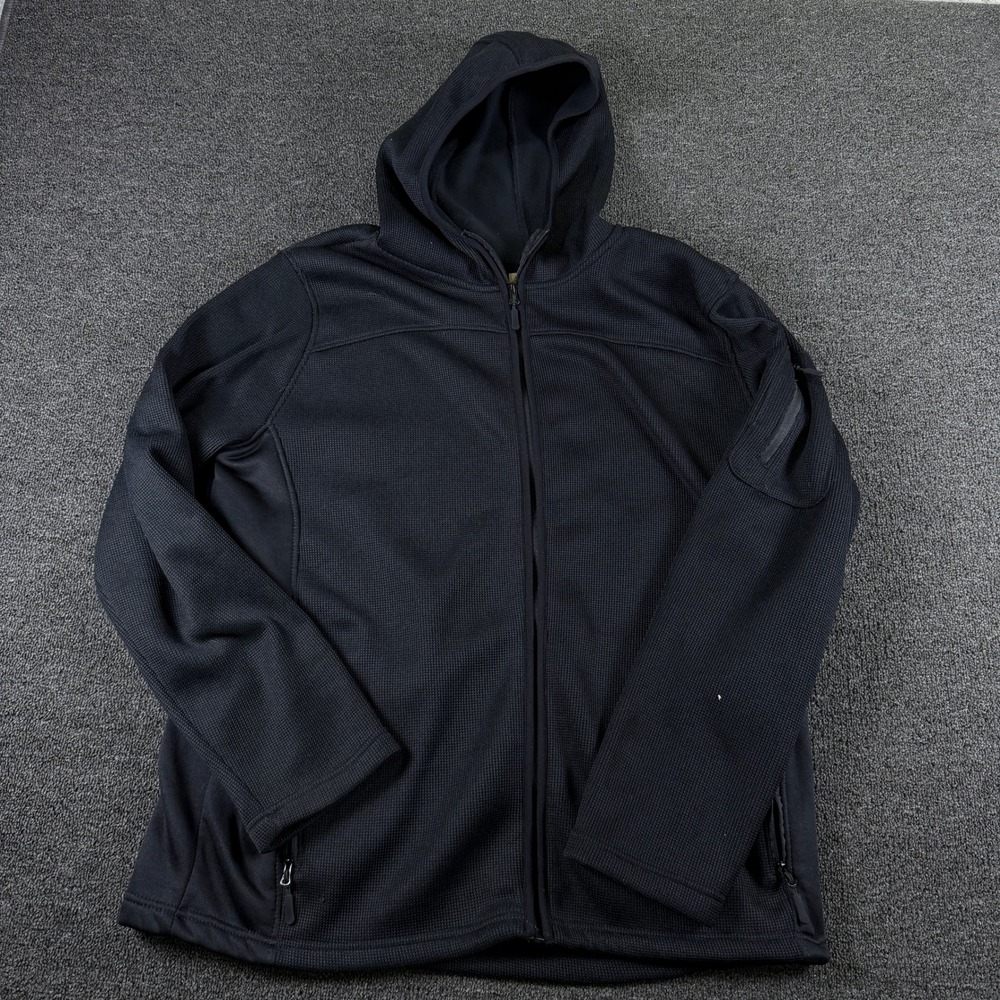 Telluride Clothing Company Hoodie Mens XL Black Waffle Knit Full Zip EUC